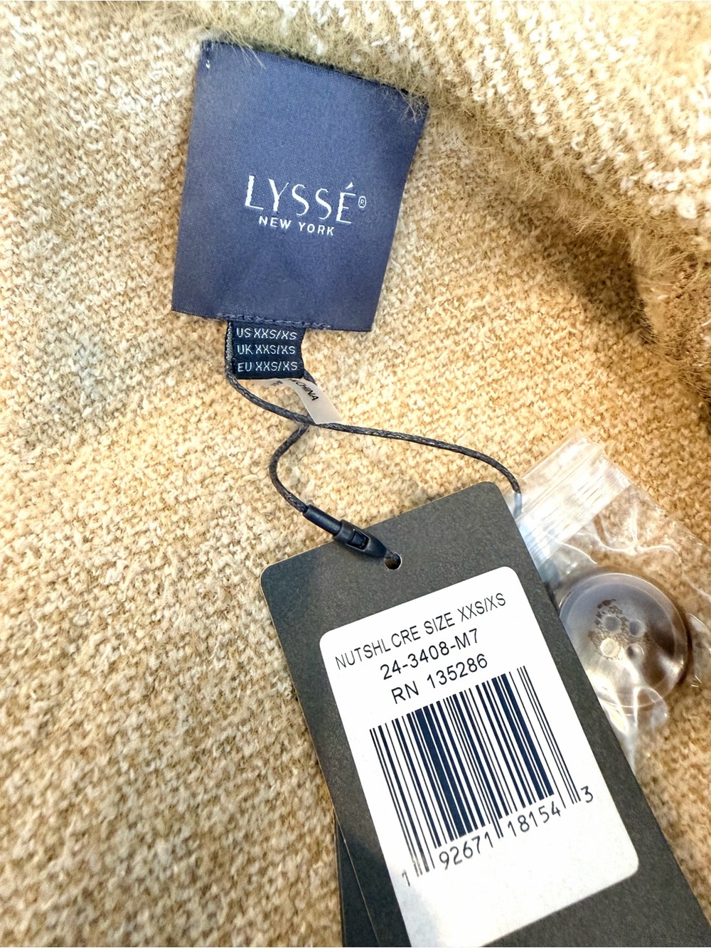 Lysse Sweater Coat Cream Neutral Plaid NWT XXS/XS Salma Nutshell Plaid Shacket - Picture 12 of 13